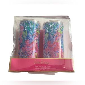 Lily Pulitzer Acrylic Hi-Ball Drinking Glasses Set of 2